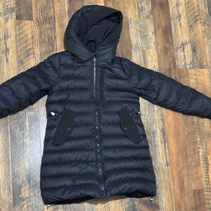 Athleta Reversible Black‎ Hooded Puffer Down Jacket